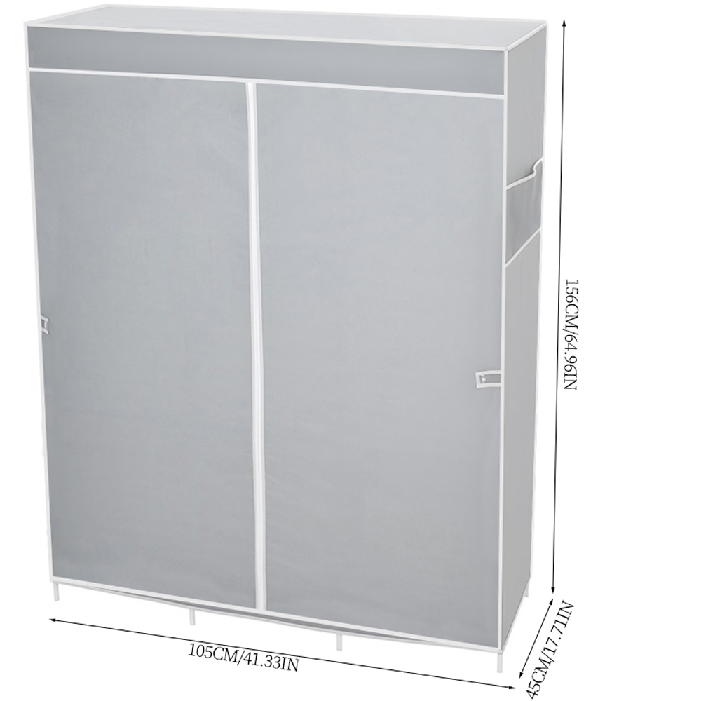 Living and Home 7 Shelf Silver and Grey Portable Fabric Wardrobe Image 9