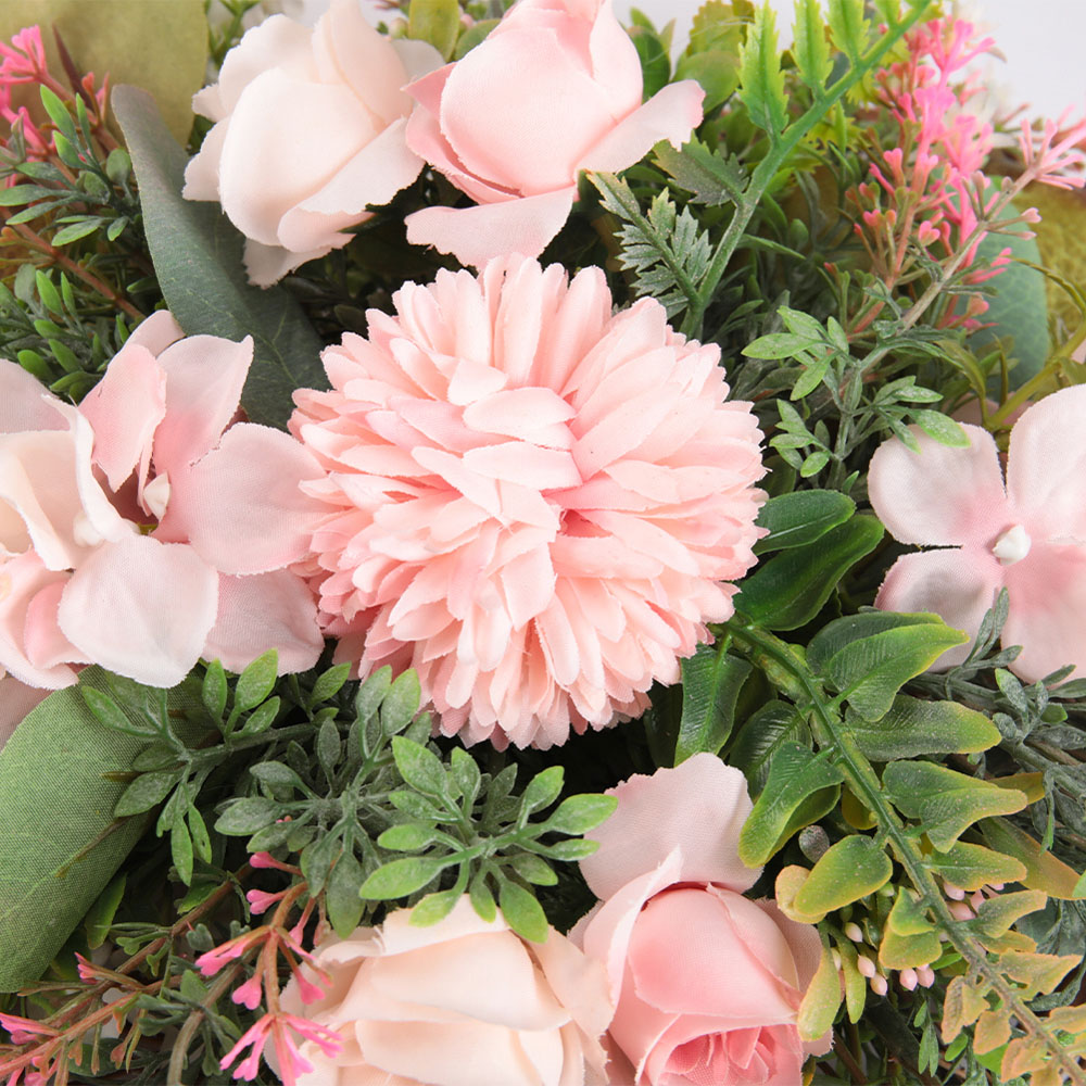Living and Home Rustic Artificial Assorted Flowers Heart Shape Wreath 30cm Image 4