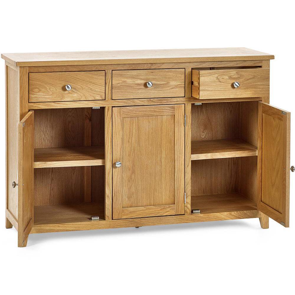 Julian Bowen Mallory 3 Door 3 Drawer Oak Veneer Large Sideboard Image 4