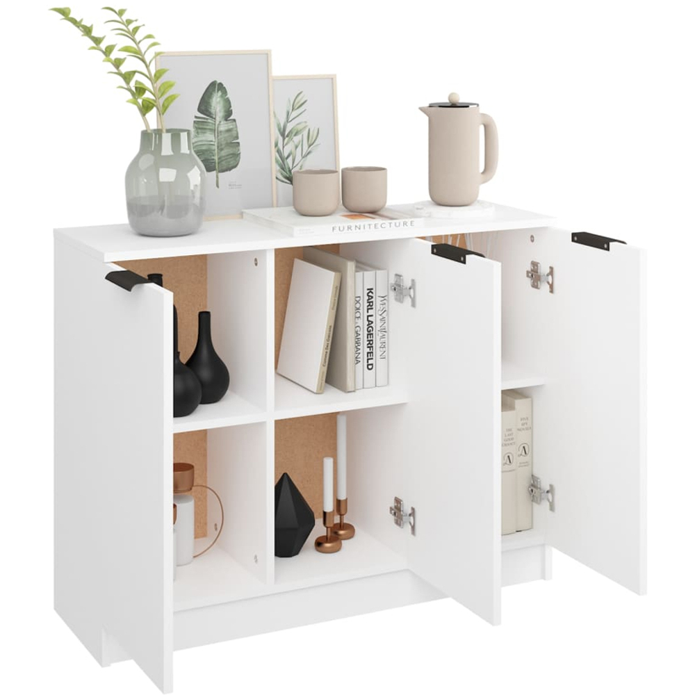 vidaXL 3 Door White Sideboard Image 4