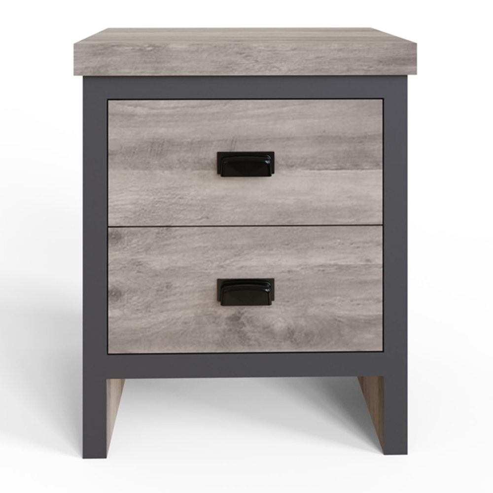 GFW Boston 2 Drawer Grey Bedside Table Image 4