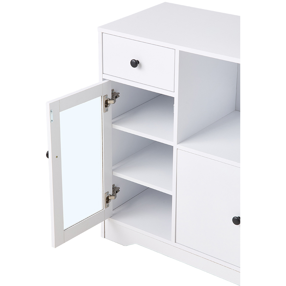 Living and Home 3 Door Single Drawer Single Shelf White Wooden Storage Cabinet Image 4