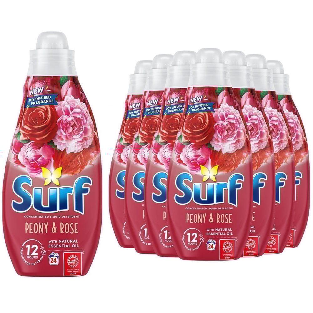 Surf Peony and Rose Laundry Detergent 24 Washes 650ml 8 Pack Image 1