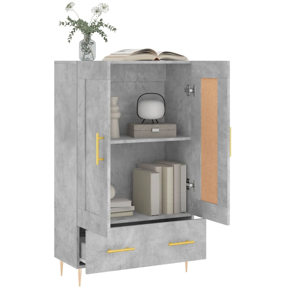 vidaXL 2 Door Single Drawer Concrete Grey Small Highboard Image 4