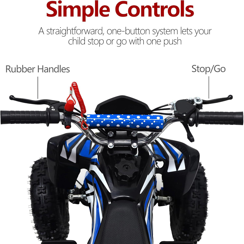 Alivio Kids Blue 49cc 2-Stroke Engine Mini Petrol Quad Bike with Disc Brakes 1.8L Image 6