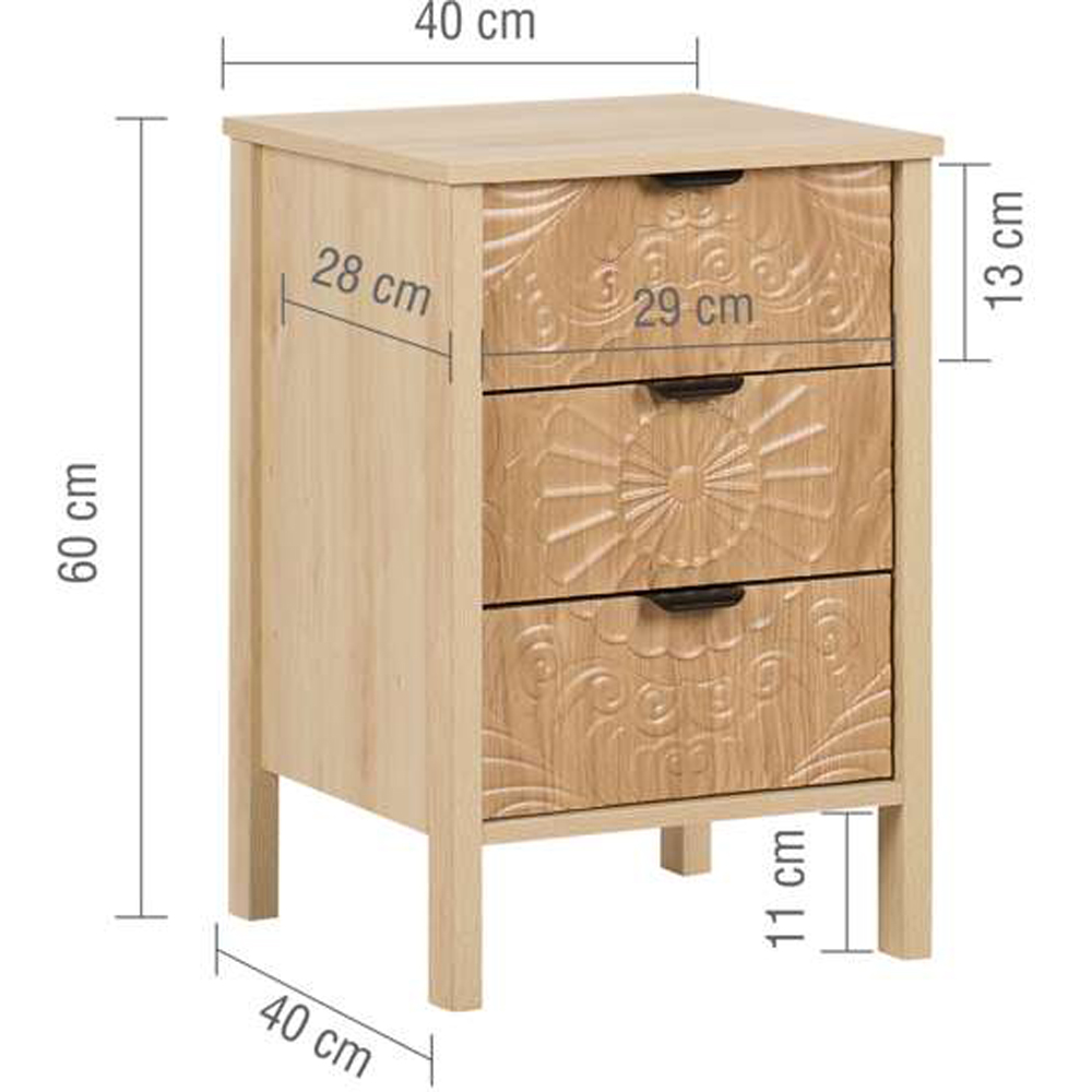 Birlea Lotus 3 Drawer Natural Bedside Table Image 5