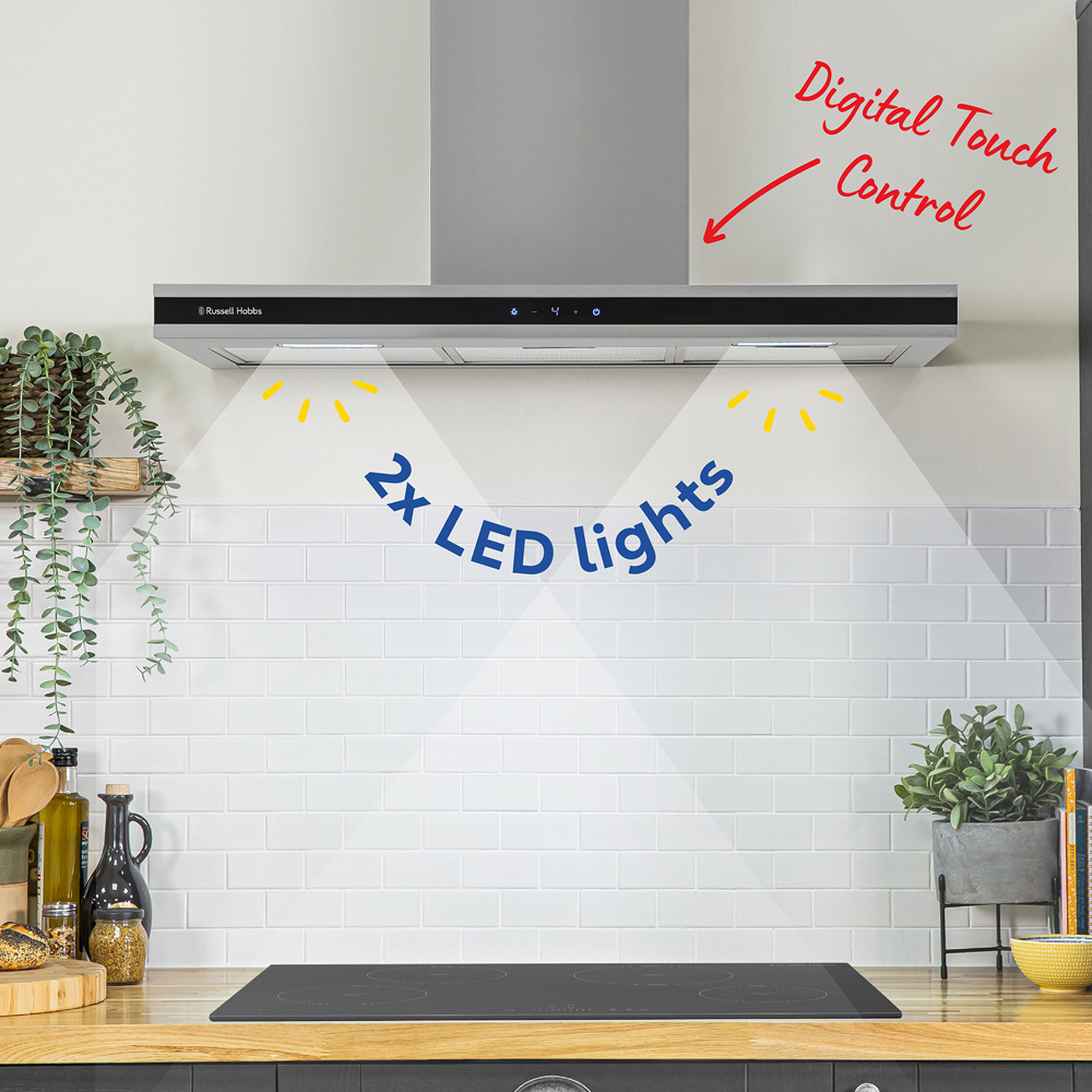 Russell Hobbs RHGCH903SS Stainless Steel T-Shaped 90cm Chimney Cooker Hood Image 7