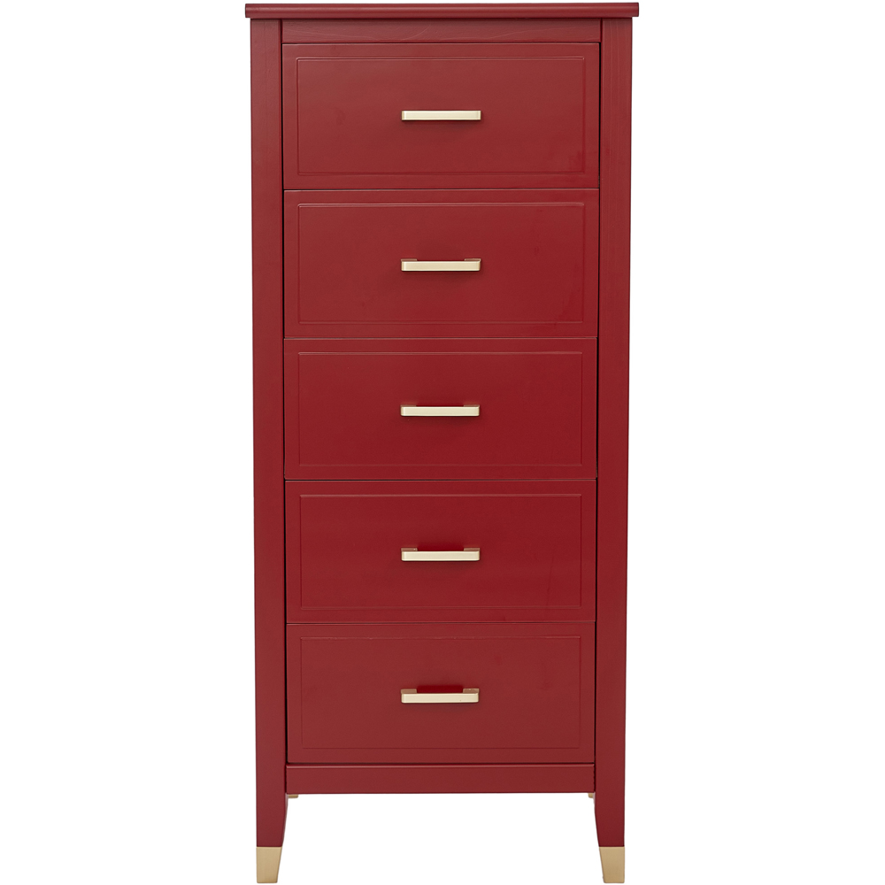 Palazzi 5 Drawer Red Narrow Chest of Drawers Image 3