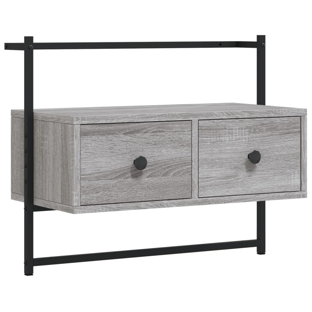 vidaXL 2 Drawer Grey Sonoma Wall Mounted TV Cabinet Image 2