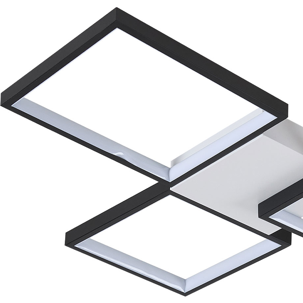 Living and Home Black 3 Square LED Ceiling Light with Remote Image 6