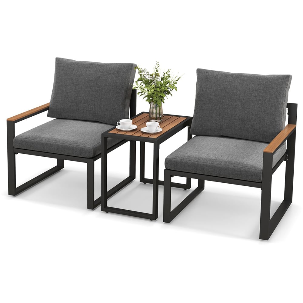 Costway 2 Seater Grey Patio Furniture Set with Cushions Image 3