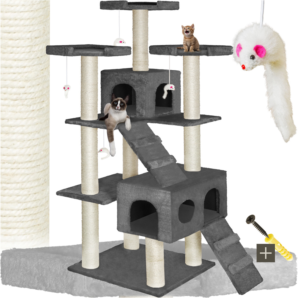 tectake Knuti Anthracite Cat Tree with Scratching Post 186cm Image 2