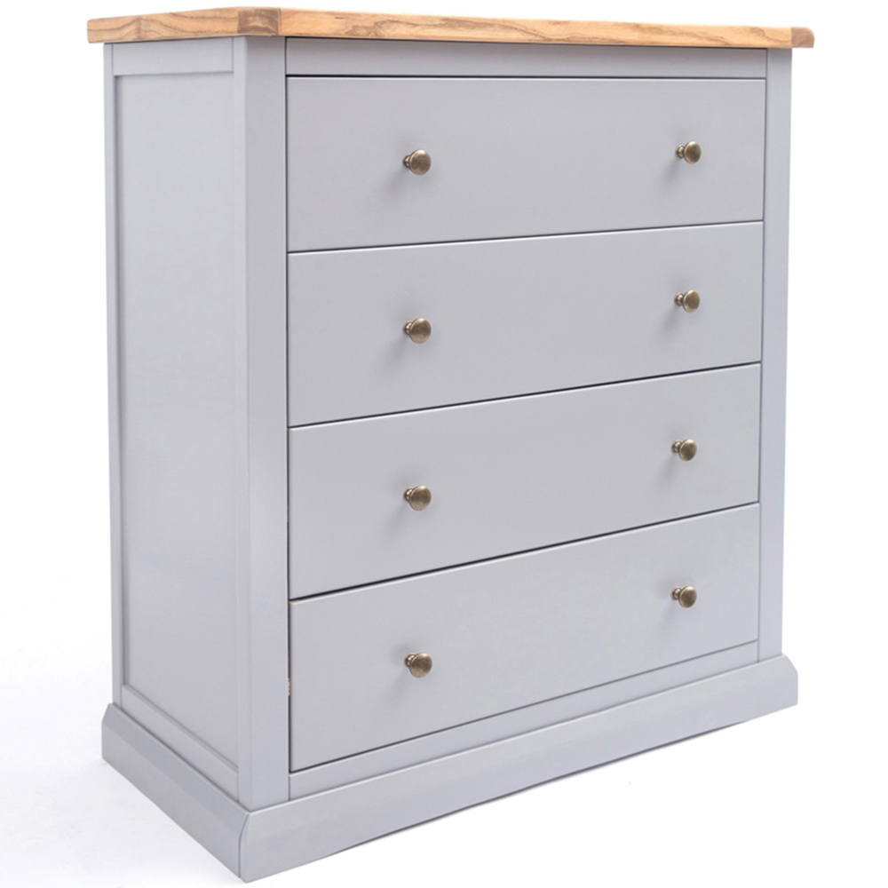 Rocca 4 Drawer Grey Chest of Drawers with Brass Knob Image 3