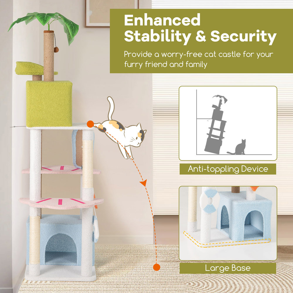 Costway Multicolour Multi Level Beach-Themed Cat Tree 180cm Image 8