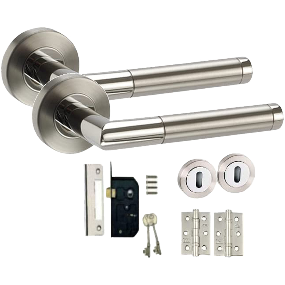 Golden Grace Duo Chrome Mitred Modern Latch Door Handle Set Image 1