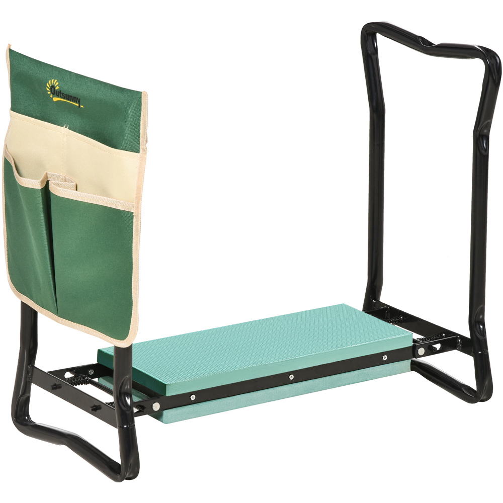 Outsunny Steel Frame Foam Pad Garden Kneeler Seat with Tool Bag Image 1