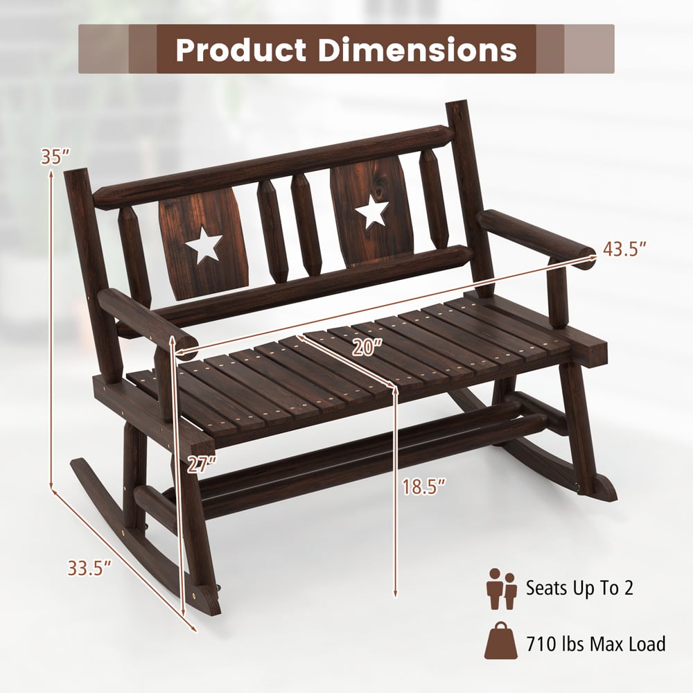 Costway 2 Seater Patio Rocking Bench Image 8