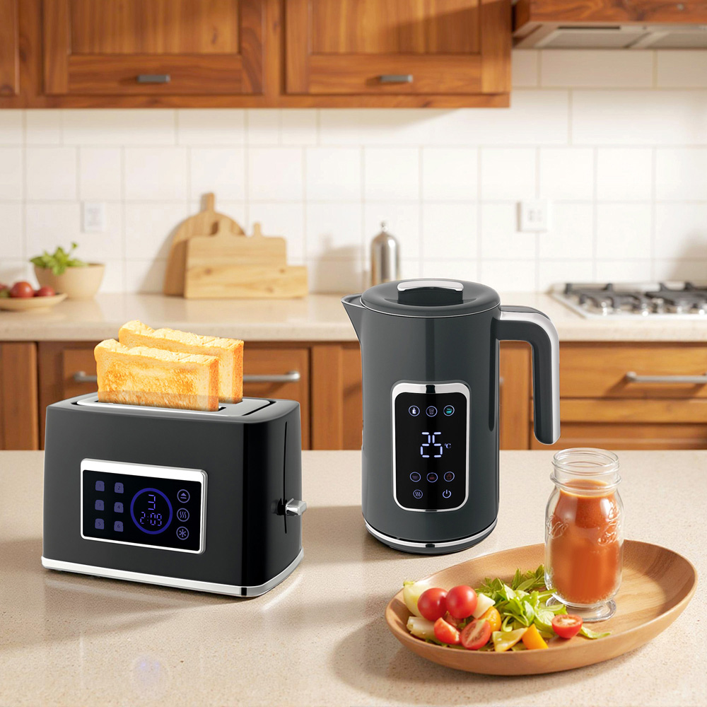 HOMCOM 800-282V70GY Grey Rapid Boil 1.7L Kettle and 2 Slice Toaster Set Image 3