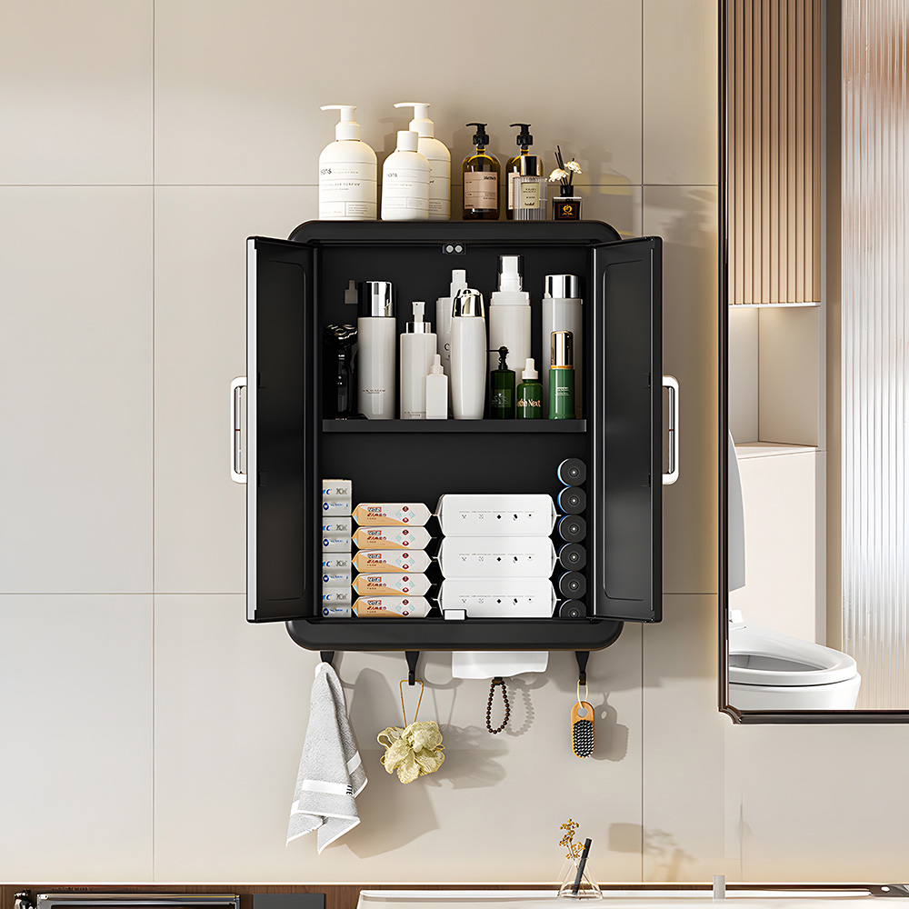 Living and Home Retro Black Wall Mounted Bathroom Cabinet Image 8