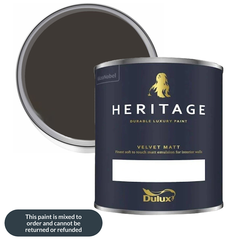 Dulux Heritage Walls and Ceilings Tudor Brown Velvet Matt Emulsion Paint 1L Image 1