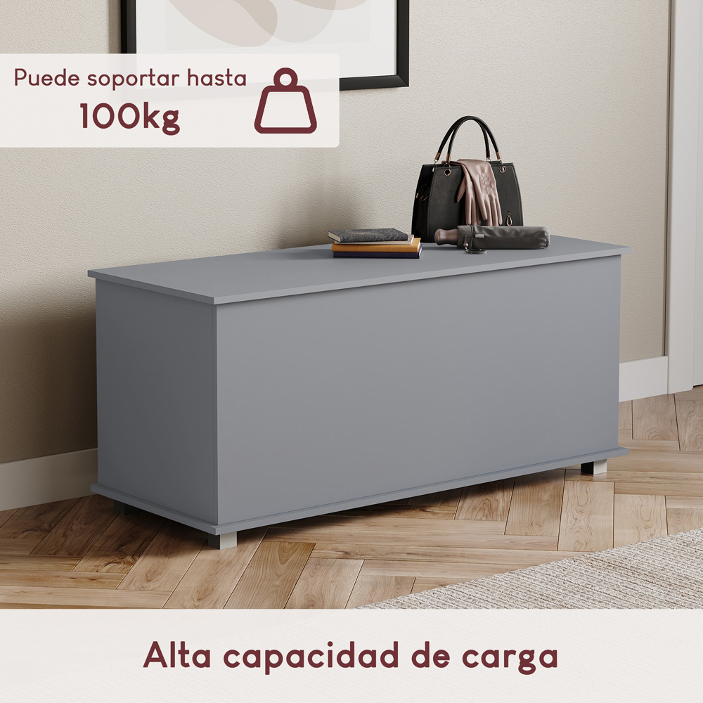 VIDA DESIGNS Leon Grey Ottoman Toy Box Image 6