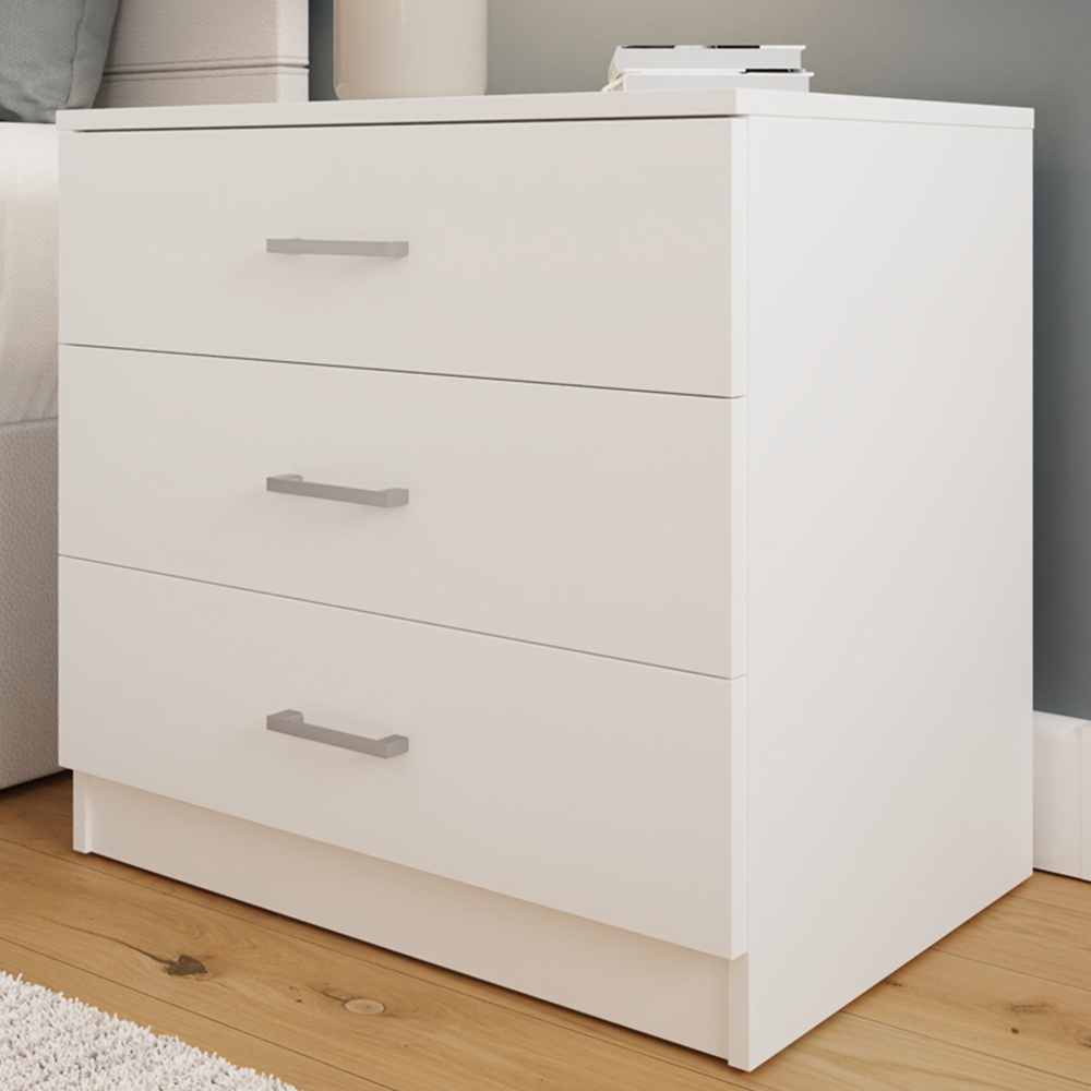 GFW Bailey 3 Drawer White Chest of Drawers Image 1