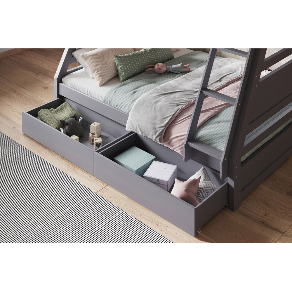 Flair Ollie Triple Sleeper Grey 2 Drawer Wooden Bunk Bed Image 3