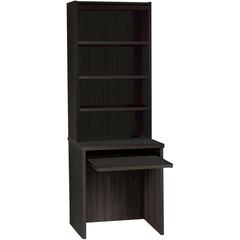 R White Cabinets 4 Shelf Small Laptop Desk with Keyboard Tray and Hutch Black Image 2