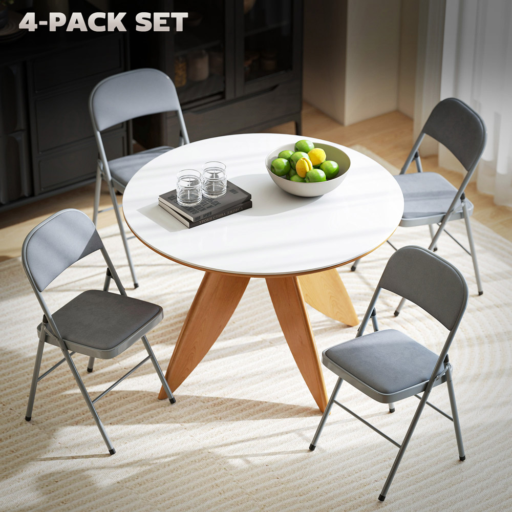 Portland Set of 4 Light Grey Foldable Chair with Cushions Image 5