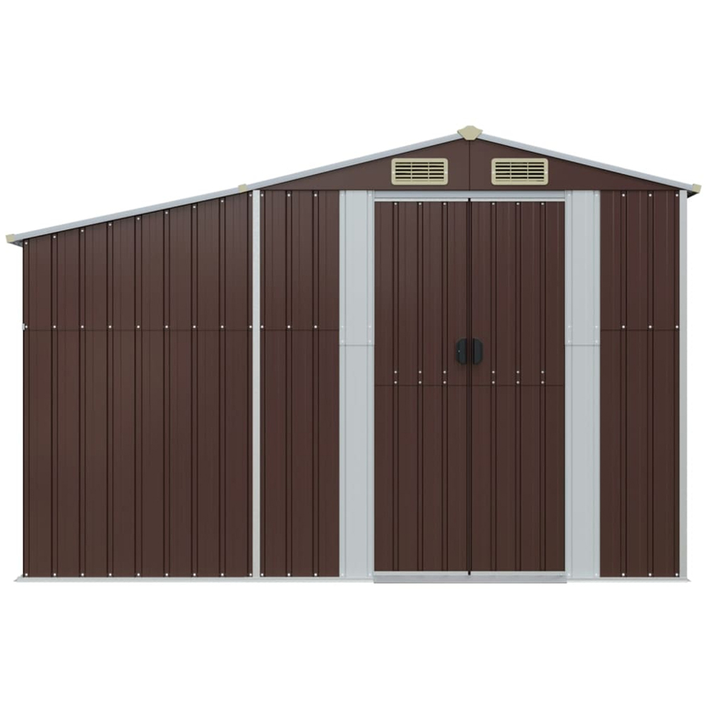 vidaXL 9 x 3.5ft Brown Galvanised Steel Apex Garden Shed with Firewood Stand Image 3