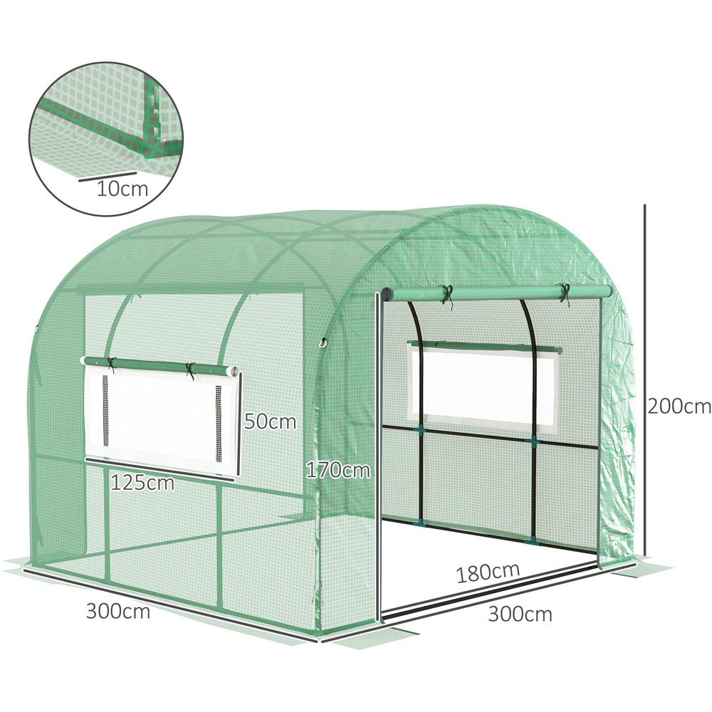 Outsunny 9.8 x 9.8ft Polytunnel Greenhouse with Door and Mesh Window Image 8