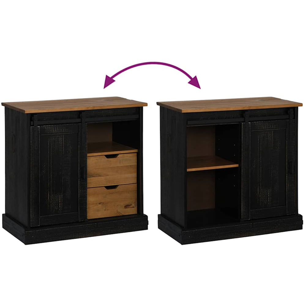 vidaXL Halden Single Door 2 Drawer Single Shelf Black Wooden Sideboard Image 7