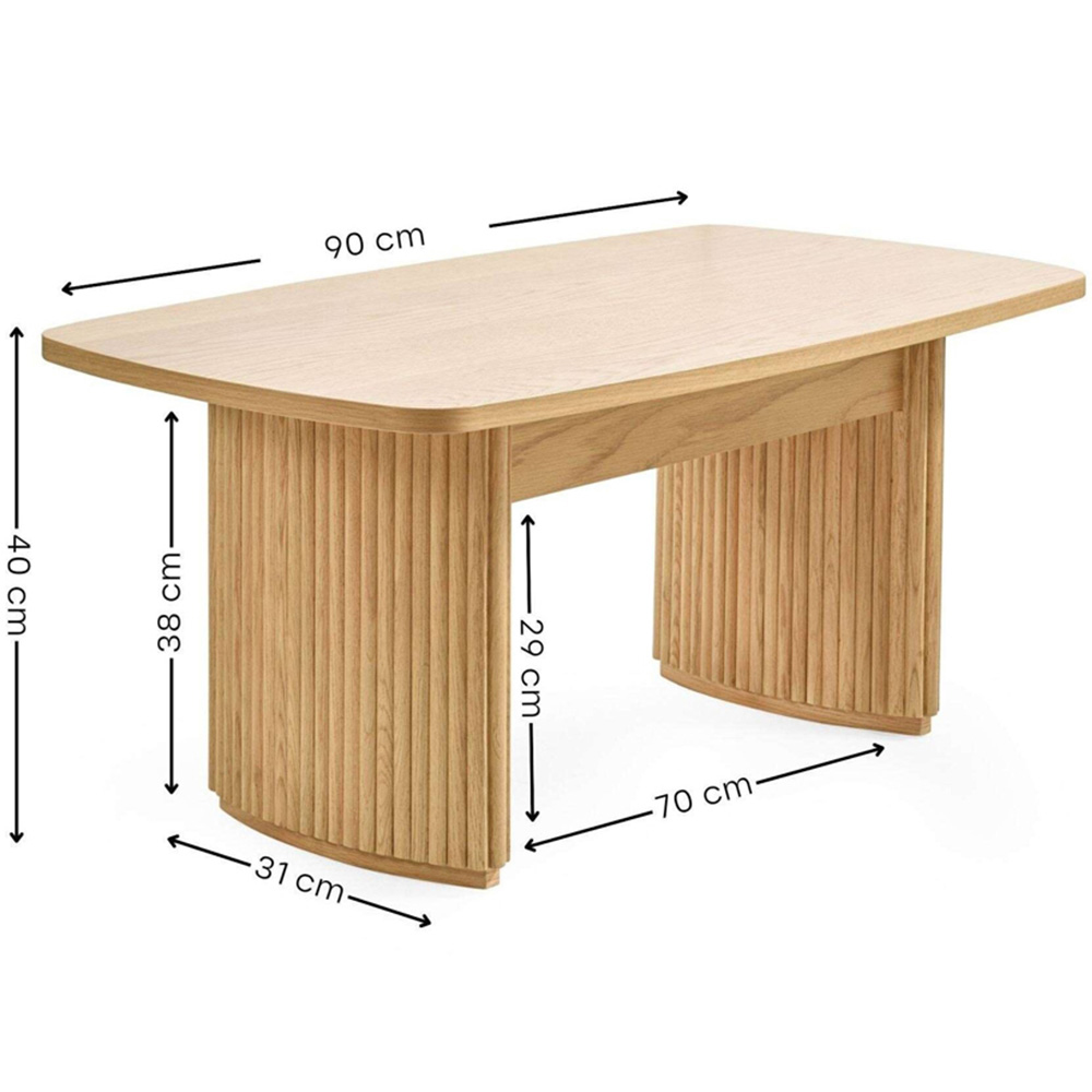 Julian Bowen Louis Light Oak Effect Fluted Compact Coffee Table Image 9