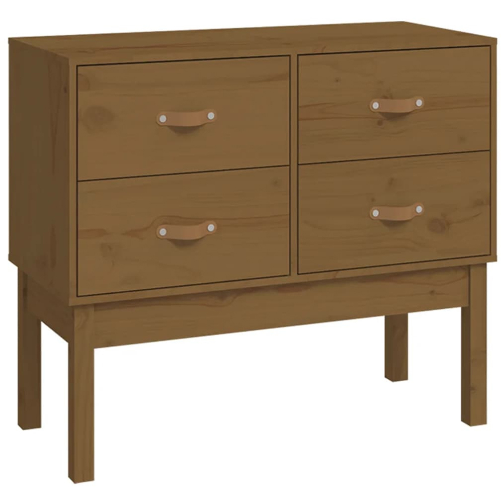 vidaXL 4 Drawer Honey Brown Solid Pine Wood Console Cabinet Image 2