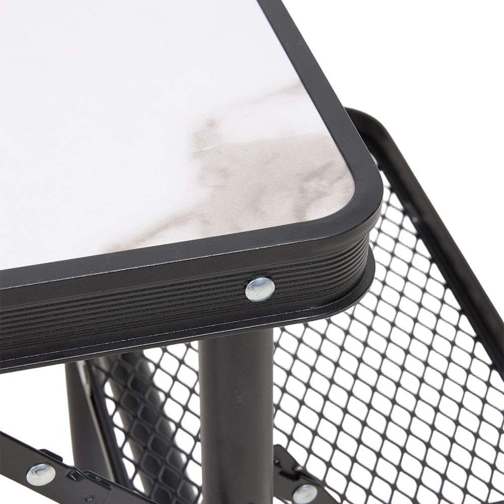 Living and Home Black Folding Camping Table with 2 Side Trays Image 3