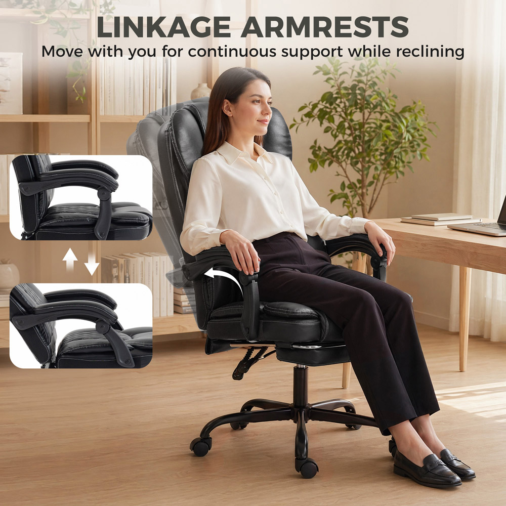 HOMCOM Black High Back Home Office Reclining Chair Image 6