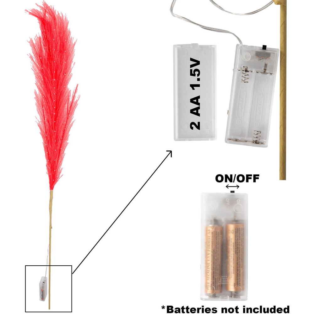 Shatchi Pre Lit Red Pampas Grass 100cm Image 2