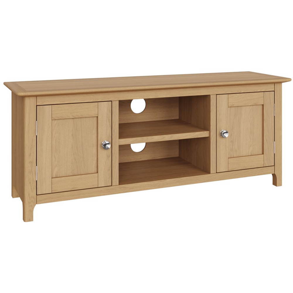 FWStyle Taberno 2 Door 2 Shelf Natural Lacquered Oak Wide TV Unit Image 2