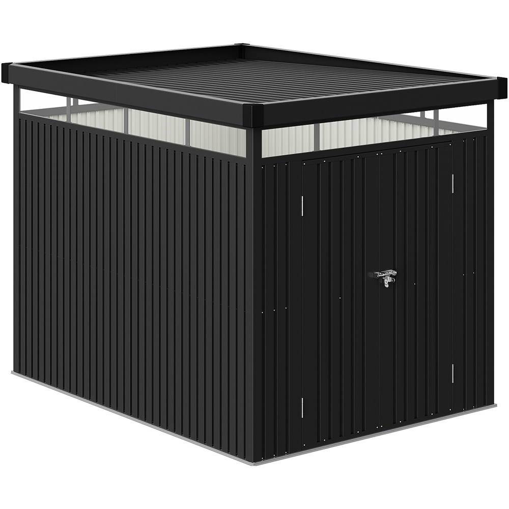 Living and Home 6 x 8ft Anthracite Metal Pent Garden Storage Shed Image 1