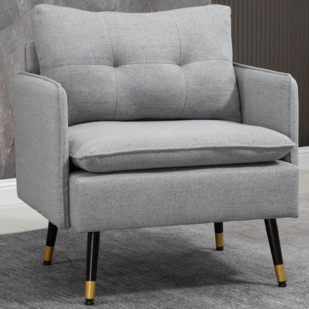 Portland Grey Polyester Upholstered Armchair Image 1