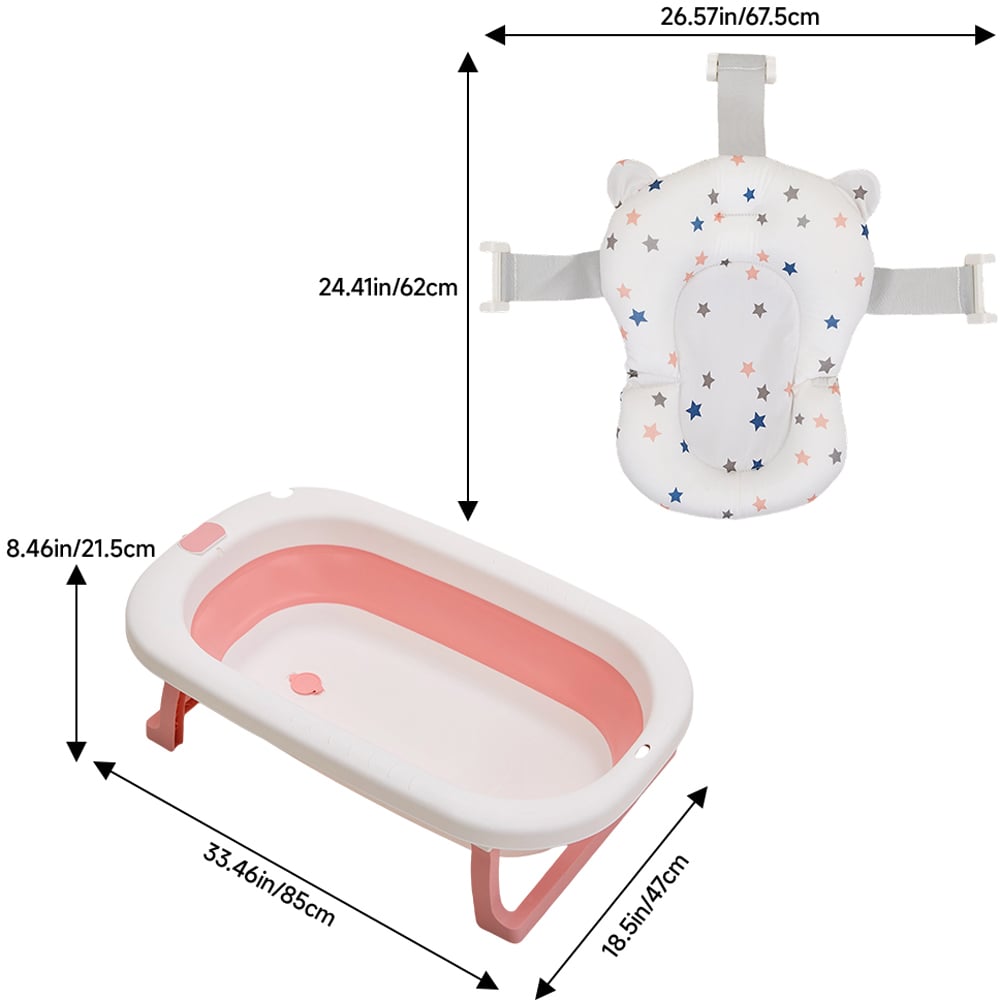 H&O Direct Pink Non-Slip Foldable Baby Bathtub Image 6