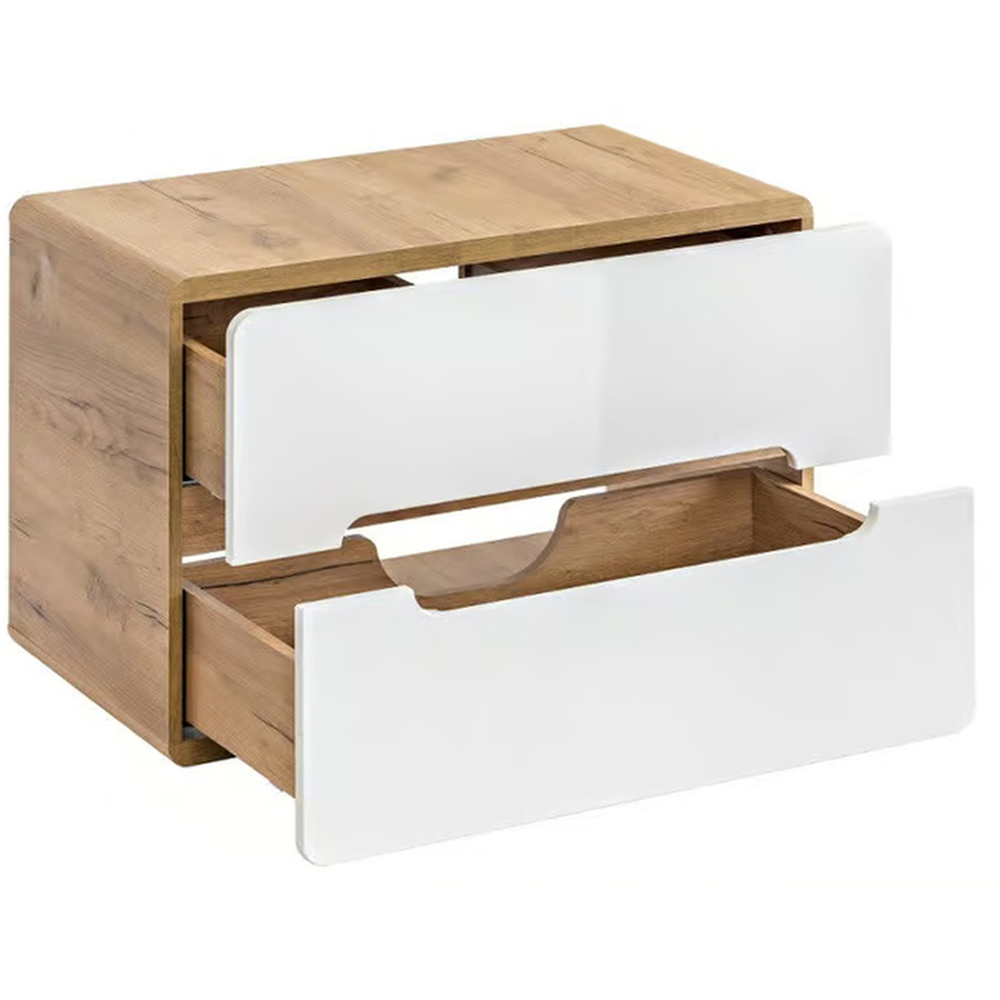 Impact Furniture Aruba White Gloss and Oak Wall Hung Bathroom Cabinet with Countertop Sink 800mm Image 3