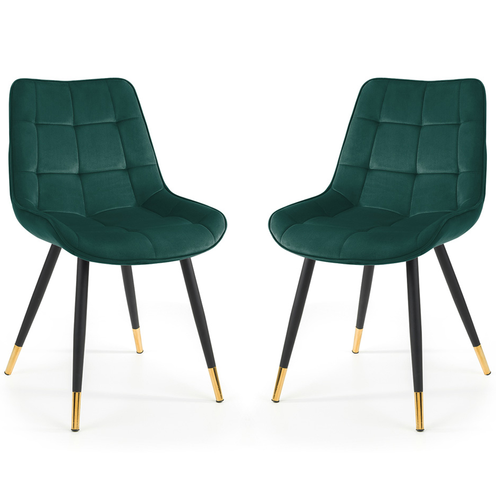 Julian Bowen Hadid Set of 2 Green Dining Chair Image 2