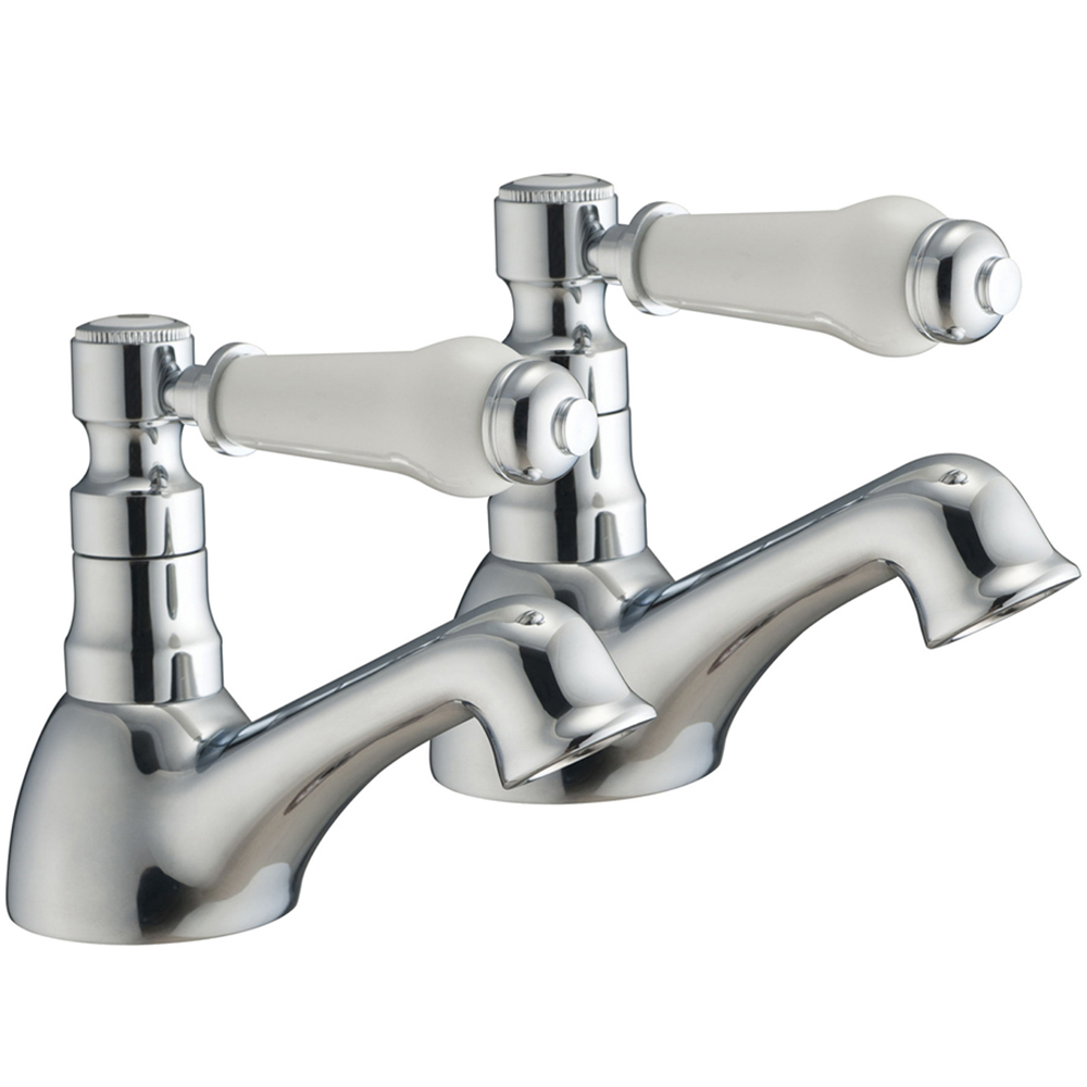 Nes Home Regalia Traditional Chrome Hot and Cold Twin Bath Taps Image 1