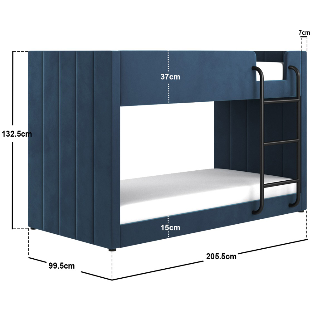Flair Eden Navy Velvet Bunk Bed Image 6