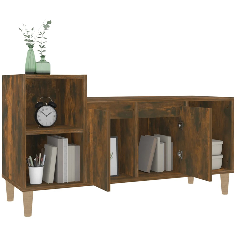 vidaXL 2 Door 3 Shelf Smoked Oak TV Cabinet Image 4