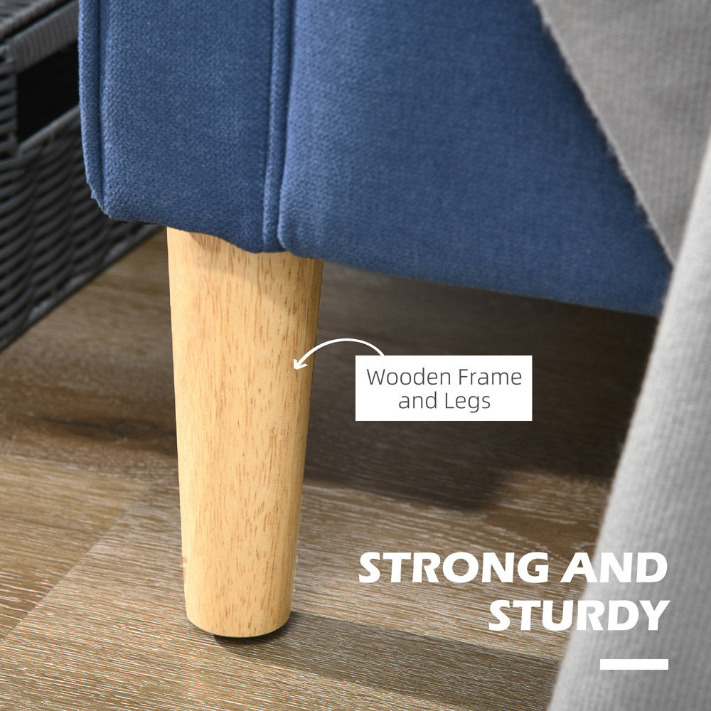 Portland 2 Seater Blue Cotton Tufted Loveseat Sofa  Image 6