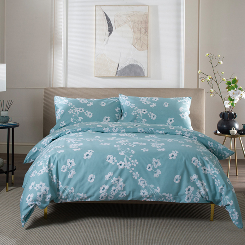 The Lyndon Company Petite Fleure Single Duck Egg Duvet Set Image 3