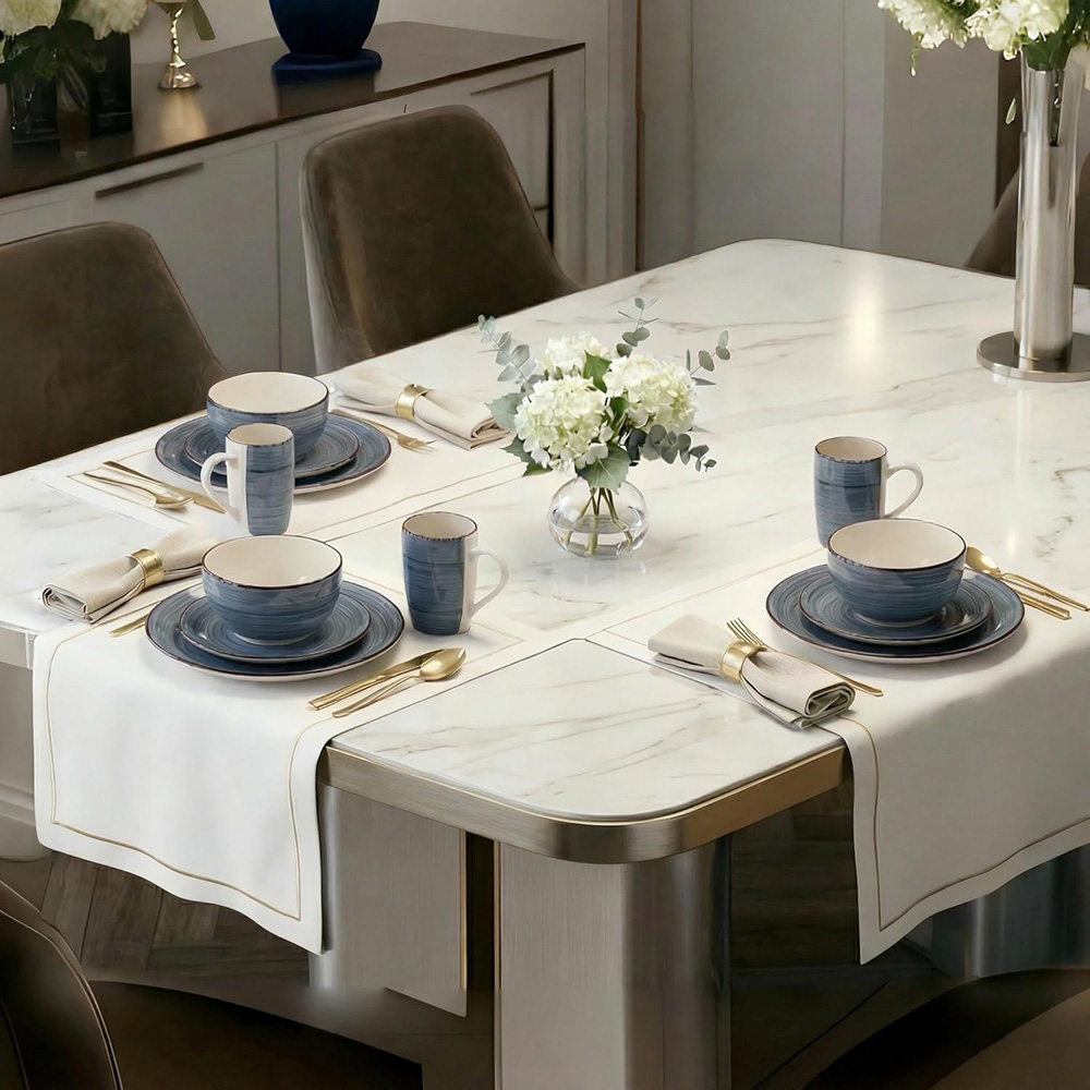 Alivio Spiral Glaze Grey Lead-Free Porcelain 16 Piece Dinner Set Image 4