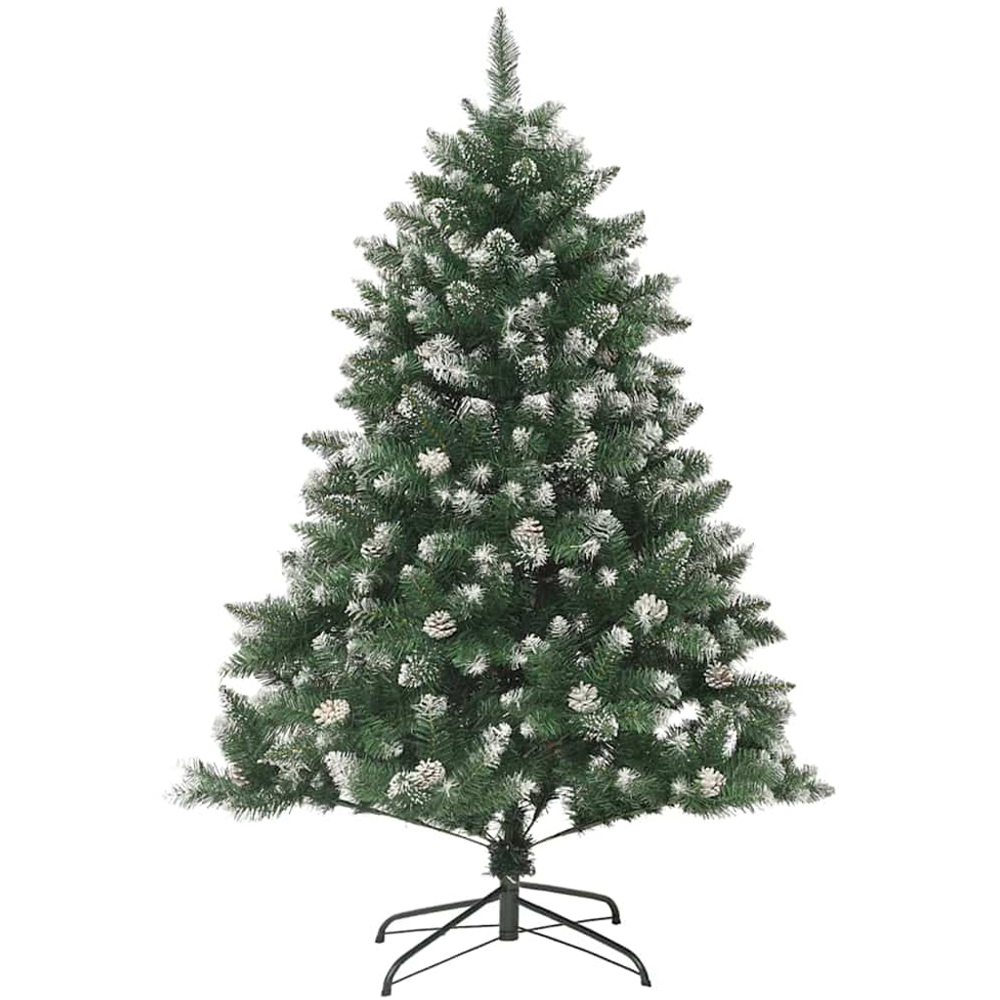 vidaXL Pre-Lit Pink Bauble Pinecones Green Snow Flocked Artificial Christmas Tree 4ft Image 3